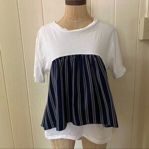 GU Japan sz M Layer Tee White Printed Top Tie Back